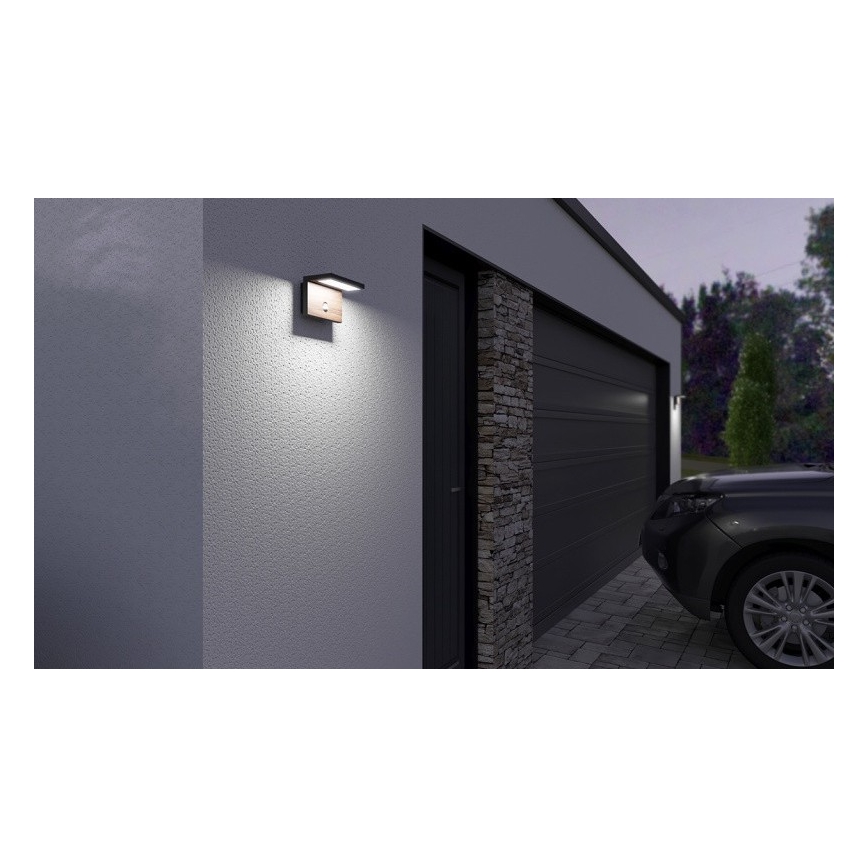 LED Outdoor wall light with a sensor NATURA LED/12W/230V 4000K IP54 brown/anthracite