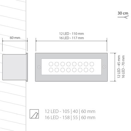 LED outdoor lighting INDEX 1x12LED/1W/230V IP54