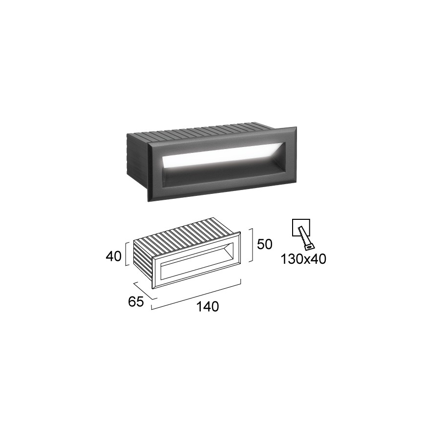 LED Outdoor Recessed Fixture FLIK LED/3W/230V IP65 Anthracite