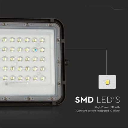 LED Outdoor dimmable solar floodlight LED/10W/3,2V IP65 6400K black + remote control