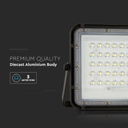 LED Outdoor dimmable solar floodlight LED/10W/3,2V IP65 6400K black + remote control