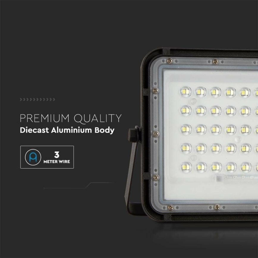LED Outdoor dimmable solar floodlight LED/10W/3,2V IP65 6400K black + remote control