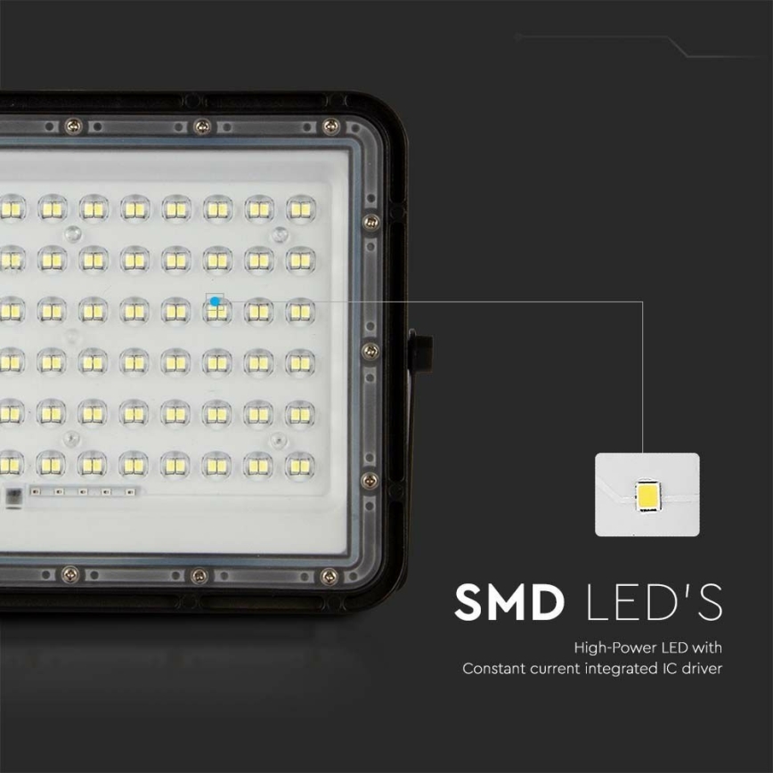 LED Outdoor dimmable solar floodlight LED/15W/3,2V IP65 4000K black + remote control