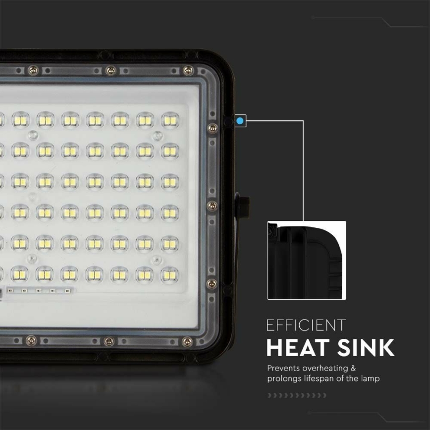 LED Outdoor dimmable solar floodlight LED/15W/3,2V IP65 4000K black + remote control