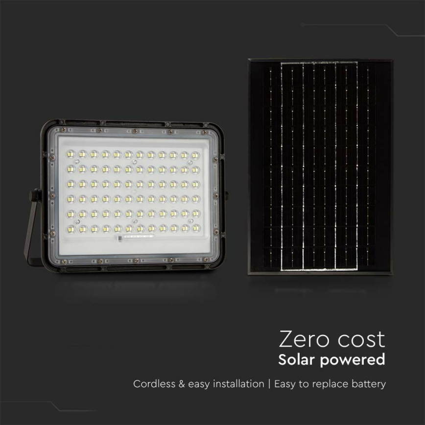 LED Outdoor dimmable solar floodlight LED/15W/3,2V IP65 4000K black + remote control