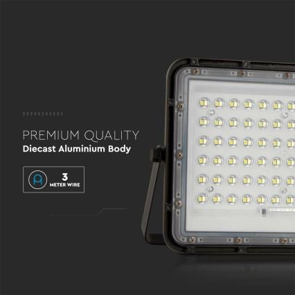 LED Outdoor dimmable solar floodlight LED/15W/3,2V IP65 4000K black + remote control