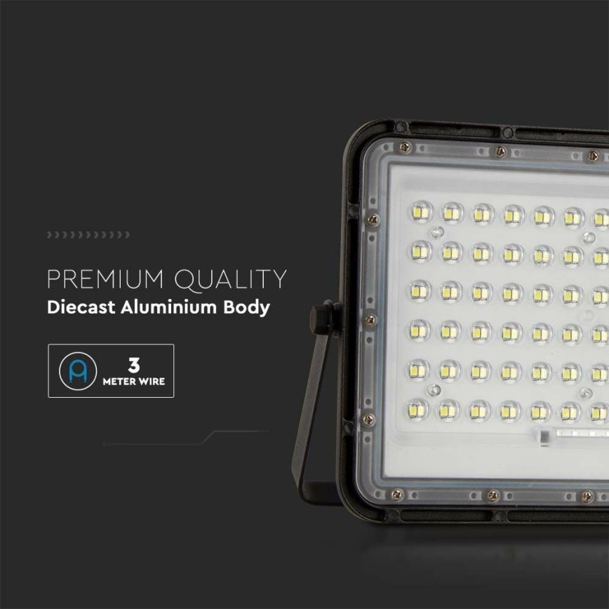 LED Outdoor dimmable solar floodlight LED/15W/3,2V IP65 4000K black + remote control