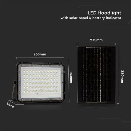 LED Outdoor dimmable solar floodlight LED/15W/3,2V IP65 4000K black + remote control