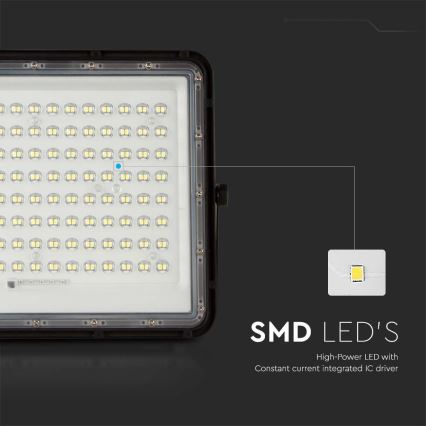 LED Outdoor solar floodlight  LED/200W/3,2V 4000K black IP65 + remote control