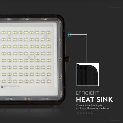 LED Outdoor solar floodlight  LED/200W/3,2V 4000K black IP65 + remote control