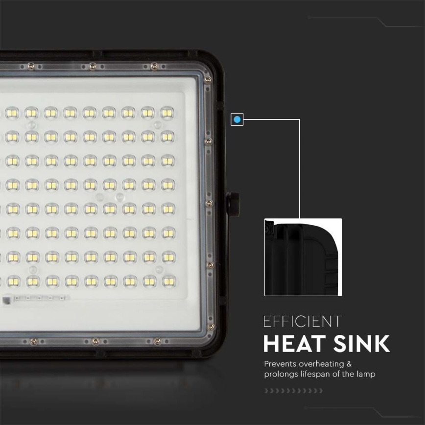 LED Outdoor solar floodlight  LED/200W/3,2V 4000K black IP65 + remote control