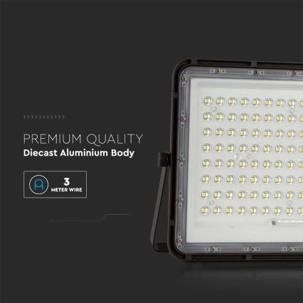 LED Outdoor solar floodlight  LED/200W/3,2V 4000K black IP65 + remote control