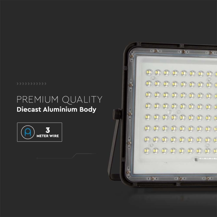 LED Outdoor solar floodlight  LED/200W/3,2V 4000K black IP65 + remote control