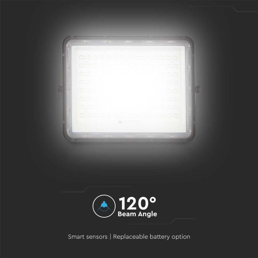 LED Outdoor solar floodlight  LED/200W/3,2V 4000K black IP65 + remote control