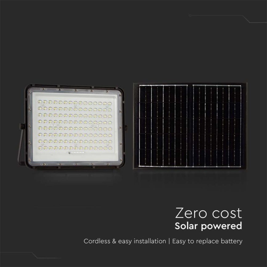 LED Outdoor solar floodlight  LED/20W/3,2V 6400K black IP65 + remote control