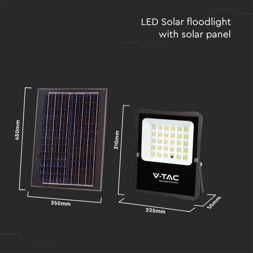 LED Outdoor solar floodlight LED/20W/3,2V 6400K IP65 + remote control