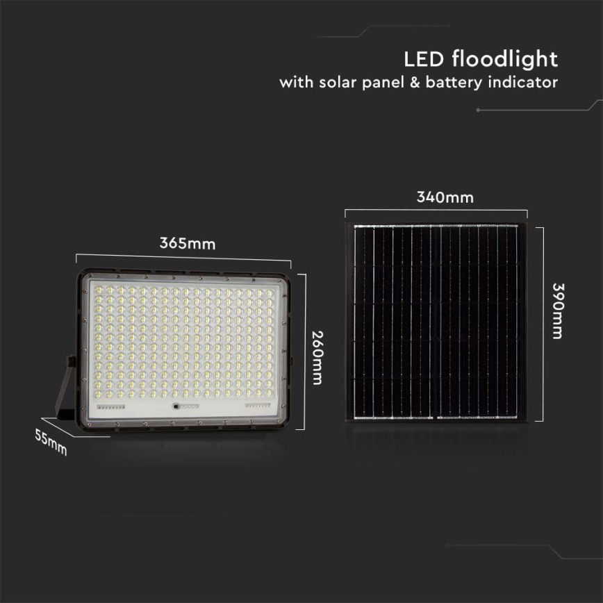 LED Outdoor solar floodlight  LED/30W/3,2V 4000K black IP65 + remote control