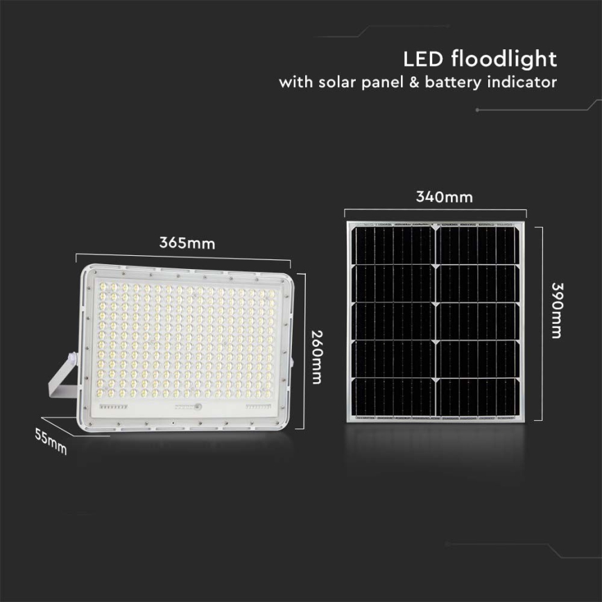 LED Outdoor solar floodlight  LED/30W/3,2V 4000K white IP65 + remote control