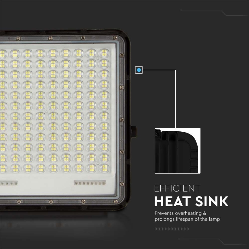 LED Outdoor solar floodlight  LED/30W/3,2V 6400K black IP65 + remote control