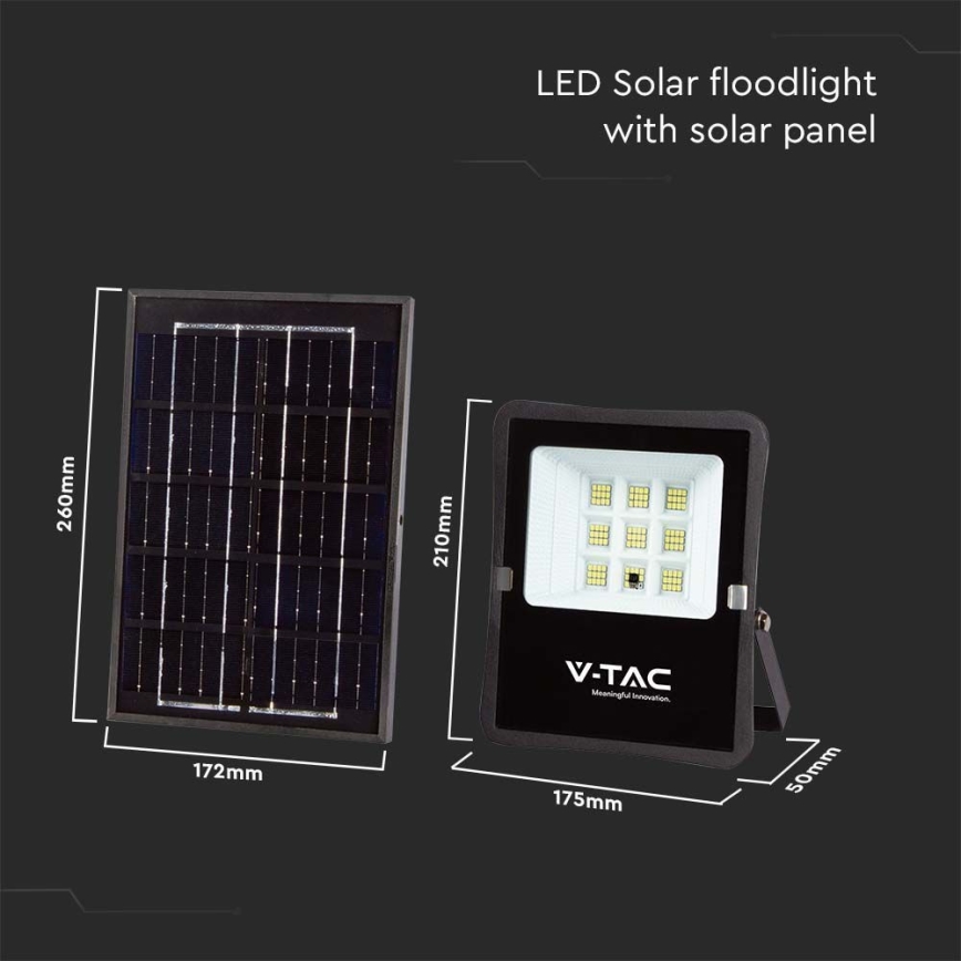 LED Outdoor solar floodlight LED/6W/3,2V 4000K IP65 + remote control