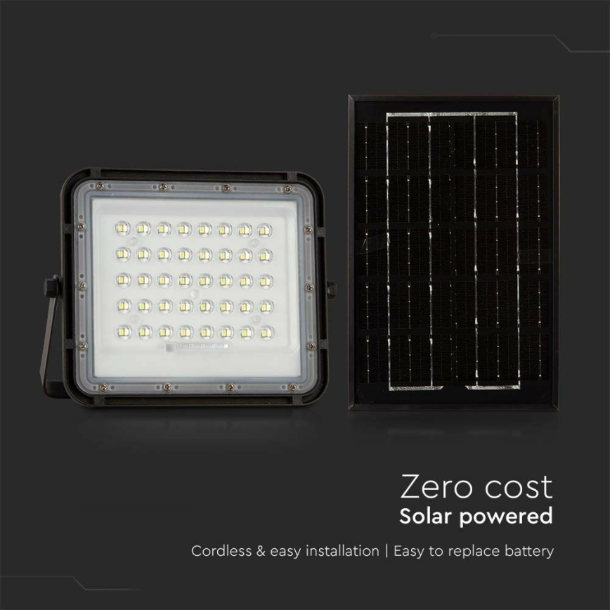 LED Outdoor dimmable solar floodlight LED/6W/3,2V IP65 4000K black + remote control