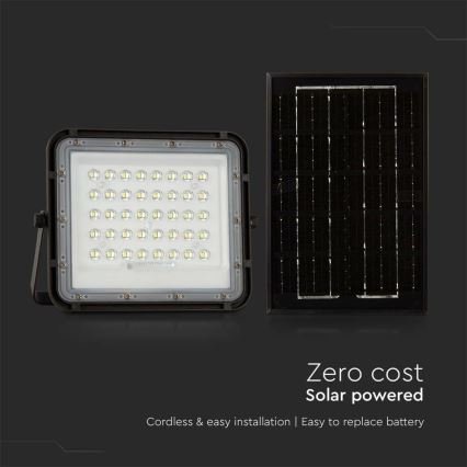 LED Outdoor dimmable solar floodlight LED/6W/3,2V IP65 6400K black + remote control