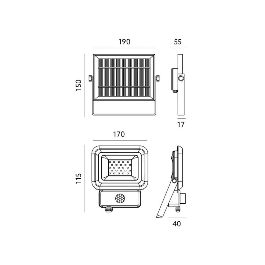 LED Outdoor solar floodlight with a sensor LED/10W/3,7V 6500K IP65