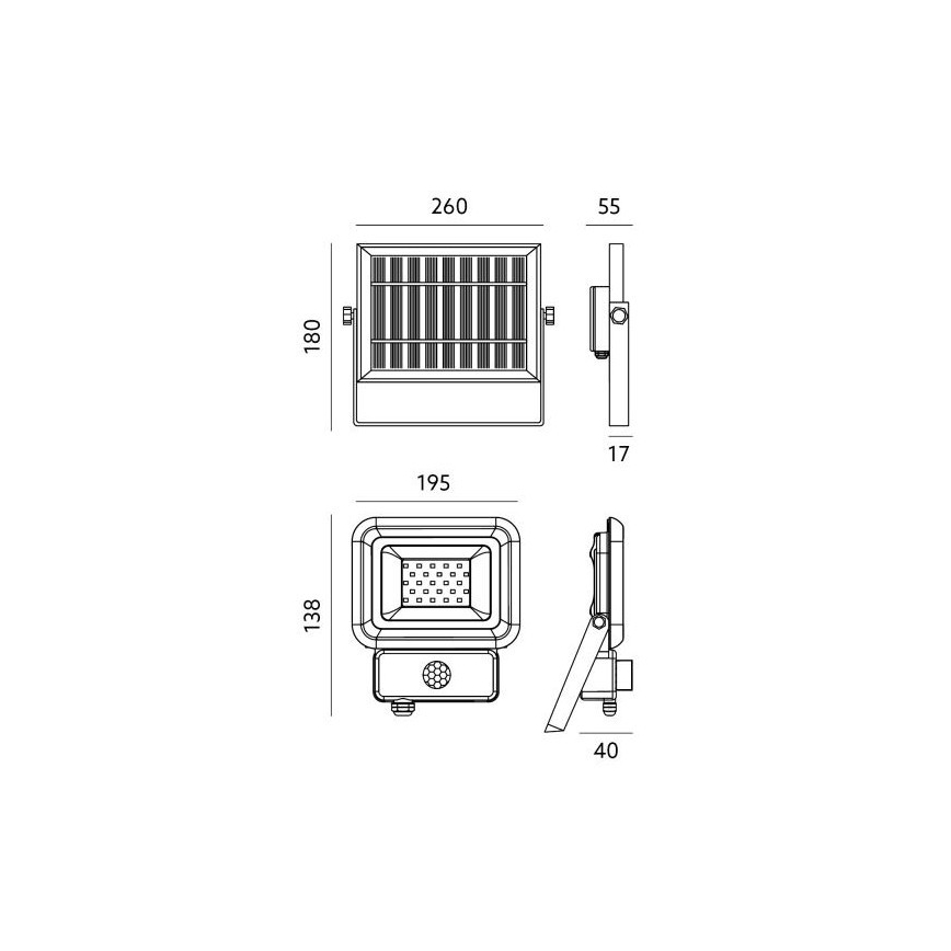 LED Outdoor solar floodlight with a sensor LED/20W/3,7V 6500K IP65
