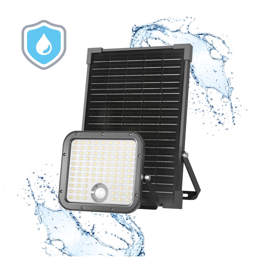 LED Outdoor solar floodlight  with sensor LED/30W/6,4V IP65 3000/4000K 6000 mAh + remote control