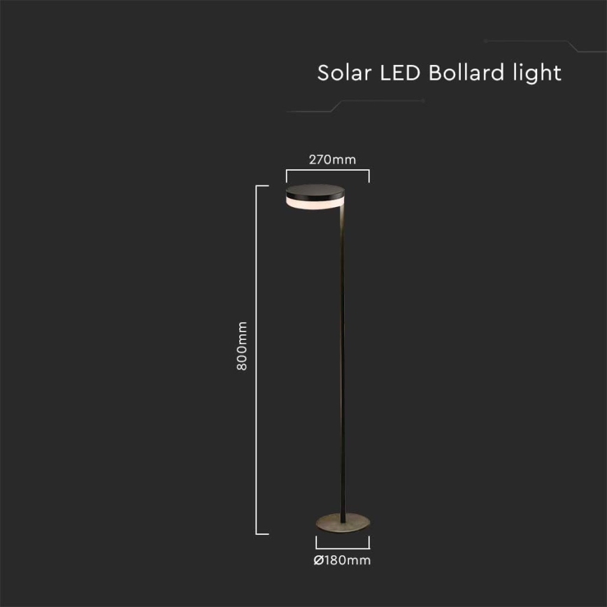 LED Outdoor solar lamp LED/2W/3,7V 3000K IP54 black