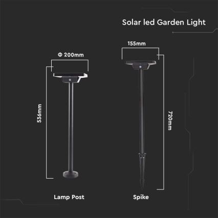 LED Outdoor solar lamp 2in1 LED/2W/3,7V IP65 3000/4000/6500K
