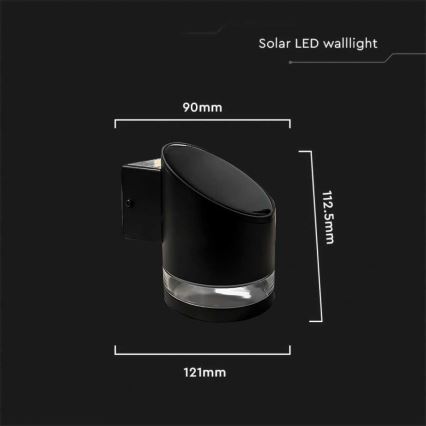 LED Outdoor solar wall light LED/1W/3,7V 3000K IP54 black