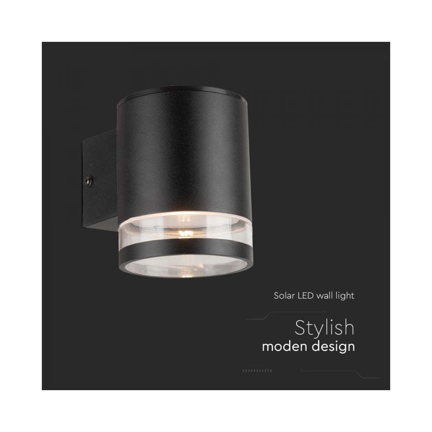 LED Outdoor solar wall light LED/1W/3,7V 3000K IP54 black