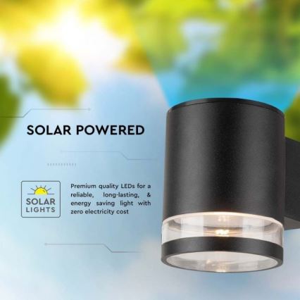 LED Outdoor solar wall light LED/1W/3,7V 3000K IP54 black