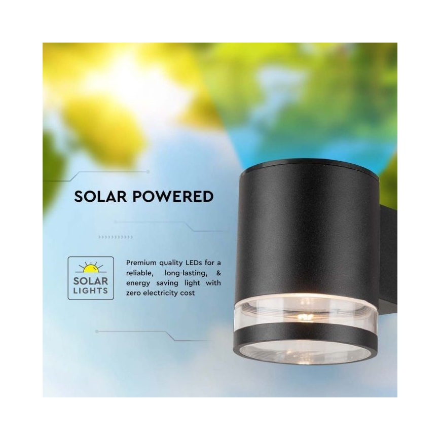 LED Outdoor solar wall light LED/1W/3,7V 3000K IP54 black