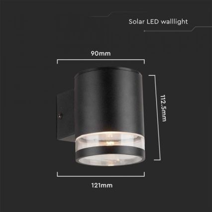 LED Outdoor solar wall light LED/1W/3,7V 3000K IP54 black