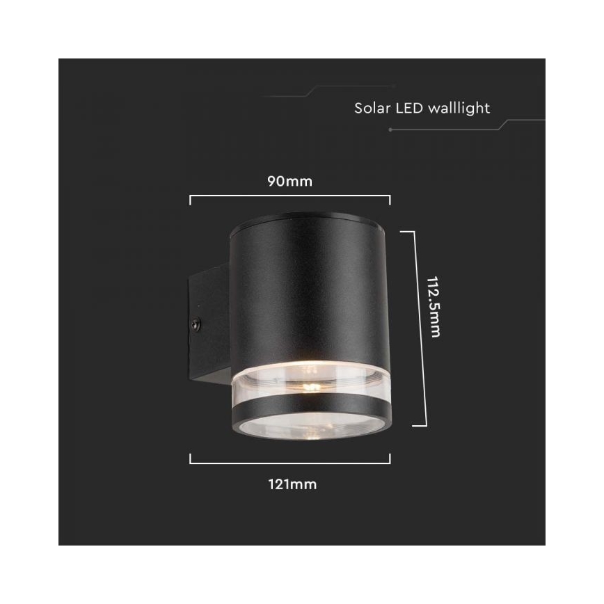 LED Outdoor solar wall light LED/1W/3,7V 3000K IP54 black