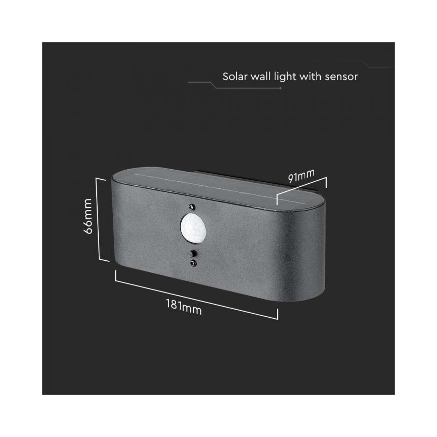 LED Outdoor solar wall light with sensor LED/2,5W/3,7V 3000K IP54