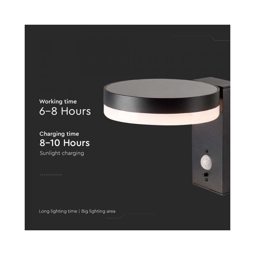 LED Outdoor solar wall light with sensor LED/5,5W/3,7V 3000K IP54
