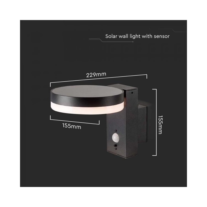 LED Outdoor solar wall light with sensor LED/5,5W/3,7V 3000K IP54