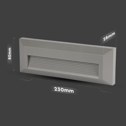 LED Outdoor staircase light LED/3W/230V IP65 3000K grey