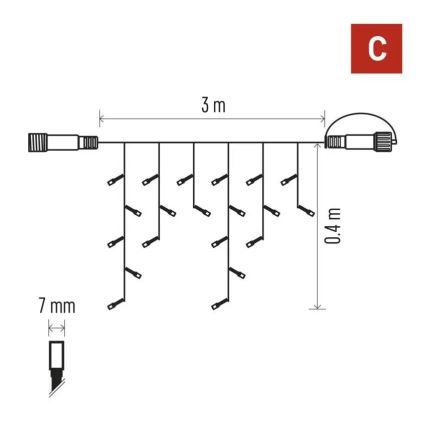 LED Outdoor String 50xLED/3x0,4m IP44 cool white