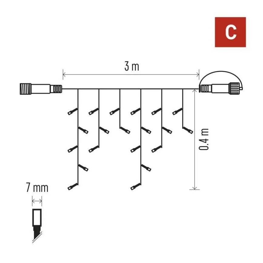 LED Outdoor String 50xLED/3x0,4m IP44 cool white