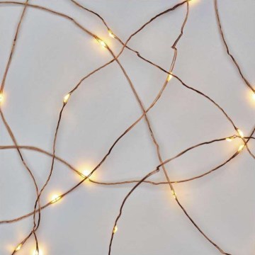 LED outdoor string lights, 100 LEDs / 15 m, IP44, warm white