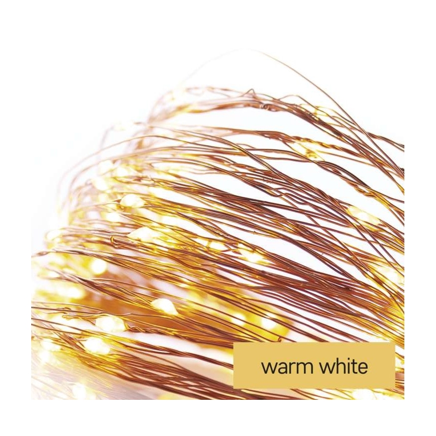 LED outdoor string lights, 100 LEDs / 15 m, IP44, warm white