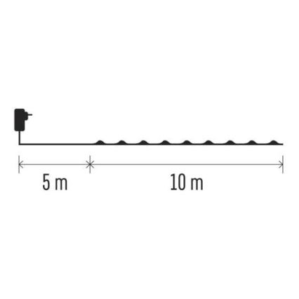 LED outdoor string lights, 100 LEDs / 15 m, IP44, warm white