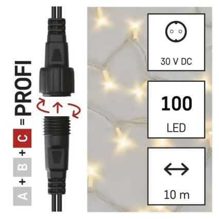 LED Outdoor String Lights 100xLED/10m IP44 Warm White
