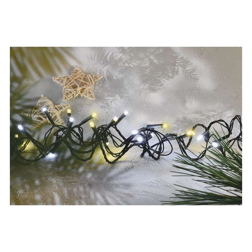 LED outdoor string lights, 120 LEDs, 2 functions, 17 m, IP44, warm/cool white