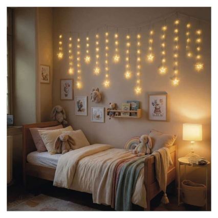 LED Outdoor String Lights, 120 LEDs, 3×AA, 1.7 m, IP44, Warm White
