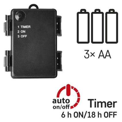 LED outdoor string lights 120xLED/3xAA 8.9m IP44 warm white